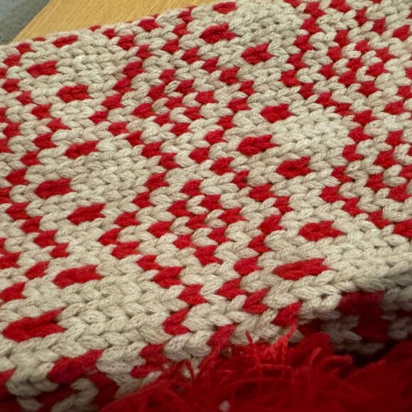 Hearth & Hand with Magnolia Fair Isle‎ Knit Christmas Stocking Beige/Red NWT - Picture 5 of 6